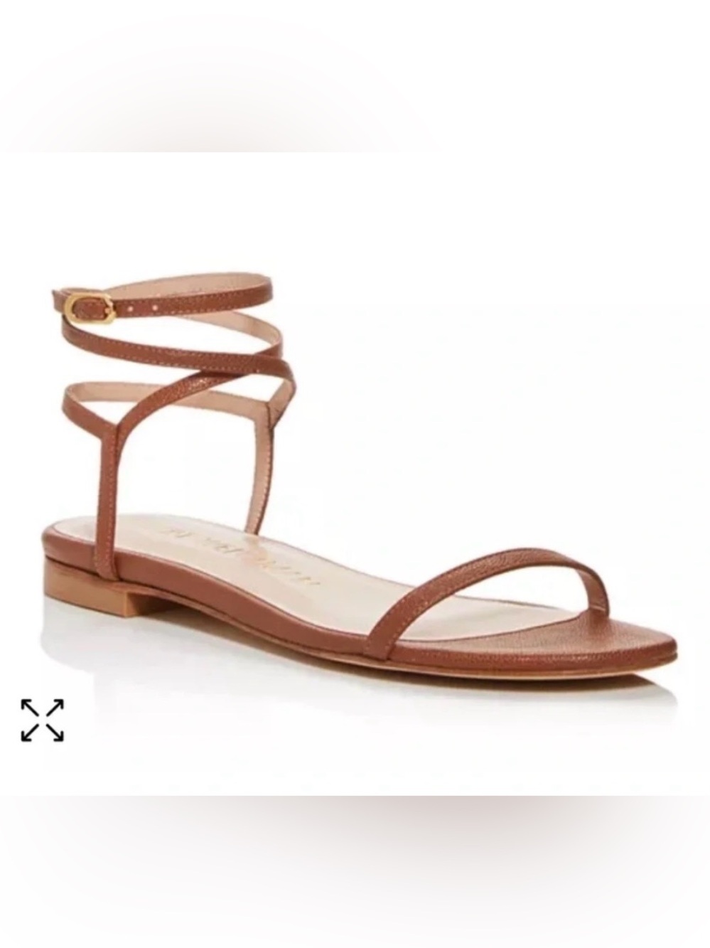 Stuart Weitzman Ankle Wrap Flat Leather Sandals in Camel size 9.5 women’s